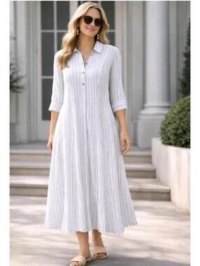 knee length dresses for ladies MARTHA STEWART 2pc Linen Blend Maxi Dress With Sweater Set – VinNews  Recommendations main image 0